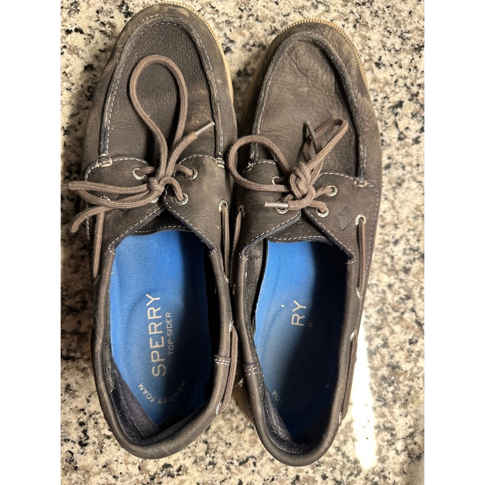 Sperry Top Sider Men's Dark Gray Leather Boat Shoes Sz 11.5